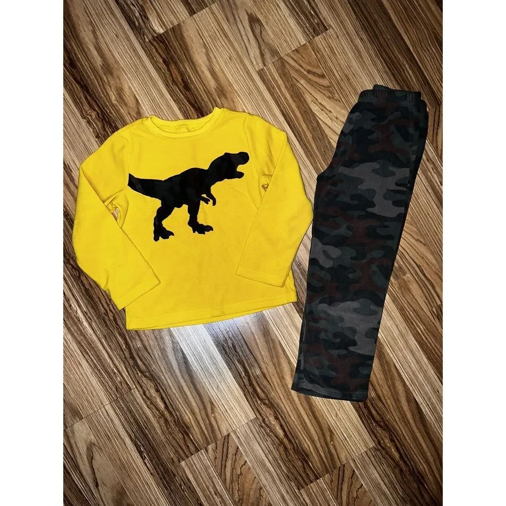 Carter's Boy's Pajamas PJ Size 7 Y2K Camo Dinosaur‎
